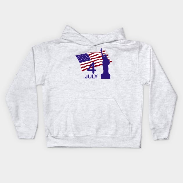 July 4th and statue of Liberty Kids Hoodie by GreenZebraArt